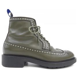 Botas de couro brogue com fecho de couro Burberry Verde Caqui