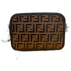 Borsa a tracolla Fendi FF in pelle marrone e nera Marrone Nero