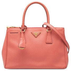 Sac à main Prada Galleria Double Zip en Saffiano Lux rose petit modèle Rose