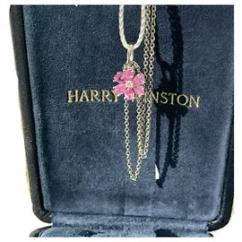 Collier pendentif fleur Forget-Me-Not en diamant et saphir rose de Harry Winston Rose