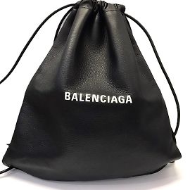 Mochila de couro com cordão Balenciaga Everyday Preto