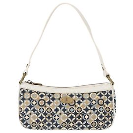 Céline Celine Vintage Pochette Shoulder Bag Canvas Navy blue