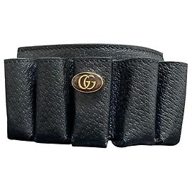Bracciale in pelle nera Gucci con charm Nero