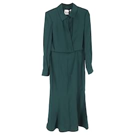 Roland Mouret-Roland Mouret Crepe Midi Dress in Green Satin-Green