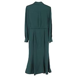 Roland Mouret-Roland Mouret Crepe Midi Dress in Green Satin-Green