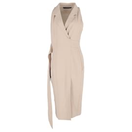 Roland Mouret- Roland Mouret Wrap-Effect Midi Dress in Beige Viscose -Beige