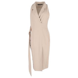 Vestido midi com efeito envolvente em viscose bege de Roland Mouret Bege