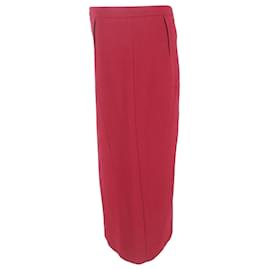 Roland Mouret- Roland Mouret Back-Zipped Midi Pencil Skirt in Burgundy Wool-Red,Dark red
