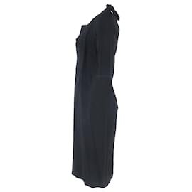 Roland Mouret-Roland Mouret Paneled Tie-Detailed Midi Dress in Black Viscose-Black