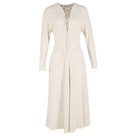 Stella Mc Cartney Abito Maxi Cady con Lacci Stella McCartney in Poliestere Bianco Bianco Crudo