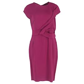 Roland Mouret-Roland Mouret Nepa Draped Midi Dress in Purple Viscose-Purple