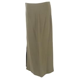 Roland Mouret-Roland Mouret Front Slit Midi Pencil Skirt in Olive Wool-Green,Olive green
