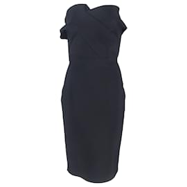 Roland Mouret- Roland Mouret Off-Shoulder Midi Dress in Black Viscose-Black
