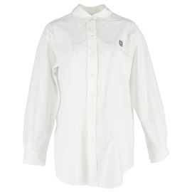 Sandro bestickte Button-Down-Hemd aus weißer Baumwolle Weiß Roh