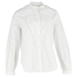 Camisa con volantes de algodón blanco Broderie Anglaise See by Chloé Blanco Crudo