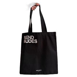 Bolso tote de leopardo edición limitada Send Nudes de YSL Saint Laurent Negro Dorado