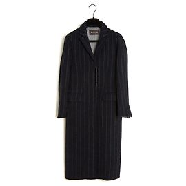 Loro Piana Banker Coat FR36 Charcoal Grey Pinstriped Wool Coat UK8 US4 Dark grey