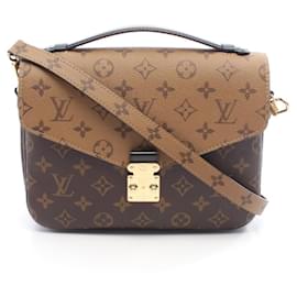 Louis Vuitton-Bolsa Pochette Metis MM Monogram Reverse Louis Vuitton-Marrom,Preto