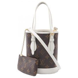 Louis Vuitton Nano Bucket Handtasche Braun Weiß