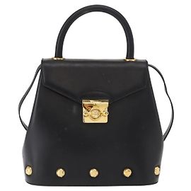 Sac à main vintage en cuir Salvatore Ferragamo Noir