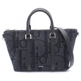 Christian Dior Dior Weekender 25 Maxi-O-Blique Handbag Black Navy blue