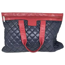 Bolsa tote Chanel Coco Cocoon em nylon acolchoado azul Azul