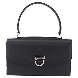 Salvatore Ferragamo Gancini handbag Leather Black
