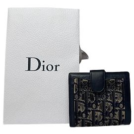 Vintage Dior Oblique Monogram Wallet Navy Beige Navy blue