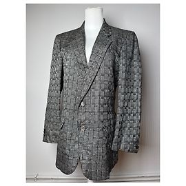 Vintage Balenciaga Checked Wool Blazer Grey White Black