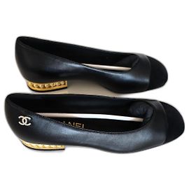 Chanel Ballet Flats Black Leather Black
