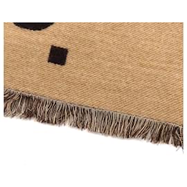 Gucci-Cachecol de lã e seda GG Jacquard da Gucci-Marrom,Bege