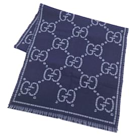 Gucci-Cachecol/Cache-orelha GG Check de Lã da Gucci para Homens-Marrom,Azul