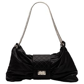 Chanel Black Medium Satin Bow Mademoiselle Shoulder Bag Black