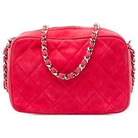 Bolsa de câmera em camurça matelassada vermelha Chanel Vermelho