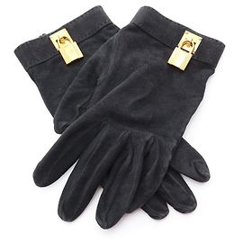 Hermès Hermes Kelly Black Suede Gloves Black
