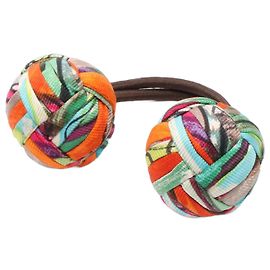 Fascia per capelli in seta Pompon Hermès Multicolore