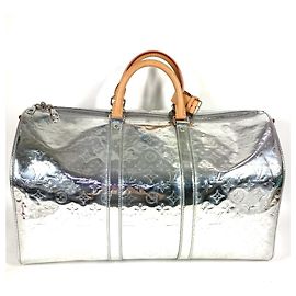 Borsa da Viaggio Keepall Bandoulière 50 Monogramma Specchio Louis Vuitton Argento