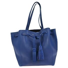 Céline Celine Phantom Tie Cabas Tote Leather Small Blue