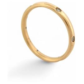 Pomellato-POMELLATO LUCCIOLE ALLIANCE RING T58 IN YELLOW GOLD 6 DIAMONDS 0.13CT-Golden