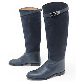 Hermès BOTAS HERMES JUMPING 35 EM CAMURÇA AZUL BOTAS KELLY Azul marinho