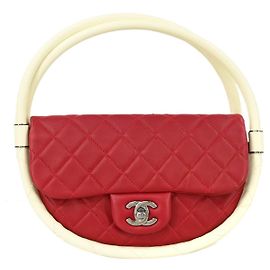 Chanel Hula Hoop Bag Quilted Lambskin Medium Red
