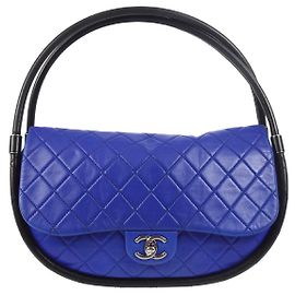 Chanel Hula Hoop Bag Quilted Lambskin Medium Blue