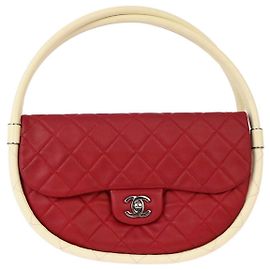 Borsa Hula Hoop Chanel in agnello trapuntato piccola Rosso