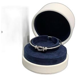 Pulsera Fred Force 10 en oro blanco con hebilla de diamante pavé Plata