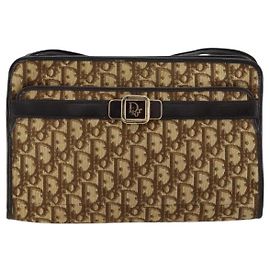 Bolsa de ombro Trotter em lona Christian Dior Bege