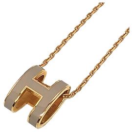 Collar de cadena en forma de H Hermès Castaño Dorado