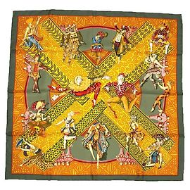 Sciarpa Hermès - Carré 90, Les Ballets Russes, Kaki/Arancio Arancione Cachi