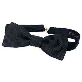 Louis Vuitton Black Damier Dot Silk Bow Tie Black