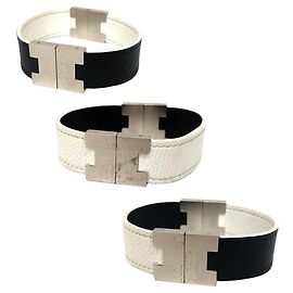 Hermès Hermes HERMES Bracelet Lurie 3WAY Black Silvery White
