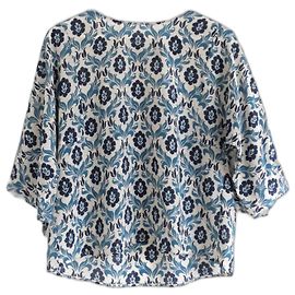 Weekend Max Mara Weekend MaxMara Tile Print Silk Blouse Blue